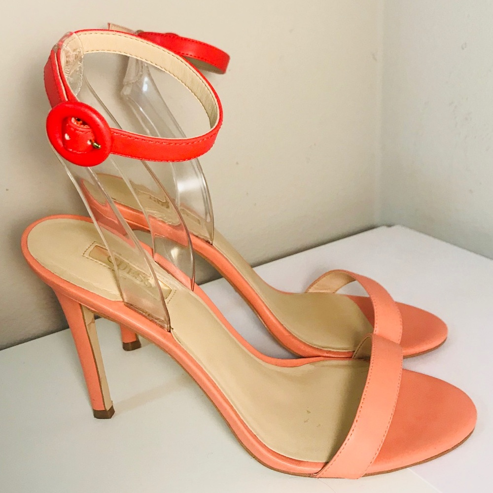 GUESS Emorie Open Toe Heels Clear ankle straps 8